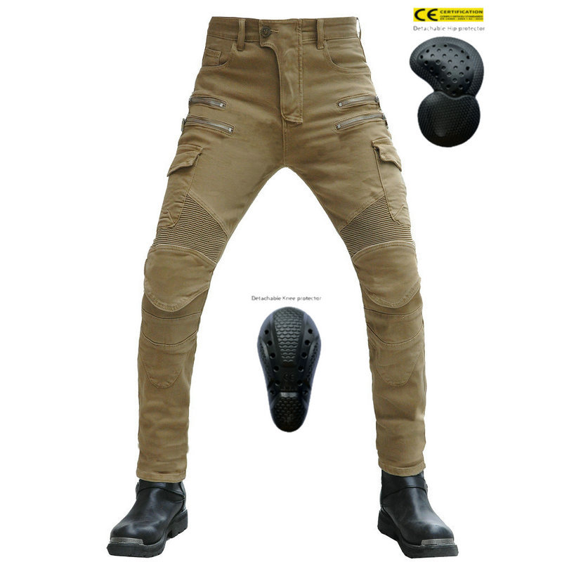 Motocicleta jeans hombres motocicleta multi-bolsa ropa de trabajo pantalones de montar retro stretch off-road pantalones anti-caída equipo de protección de segunda generación