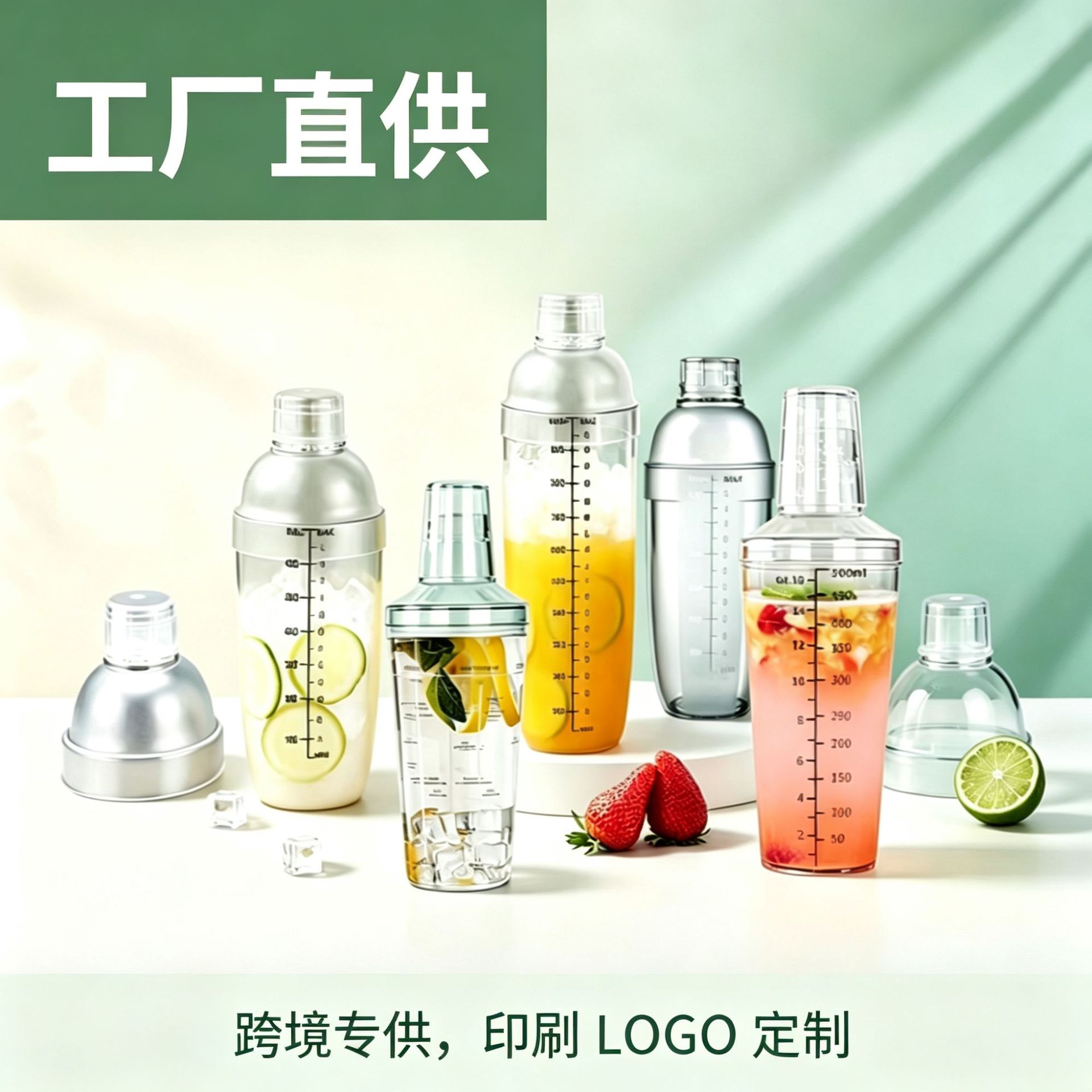 Customized Shaker Cup, Thickened, for Milk Tea Shops, Hand-Shaken Lemon Tea Mixer Set, Double-Scale Shaker Jug