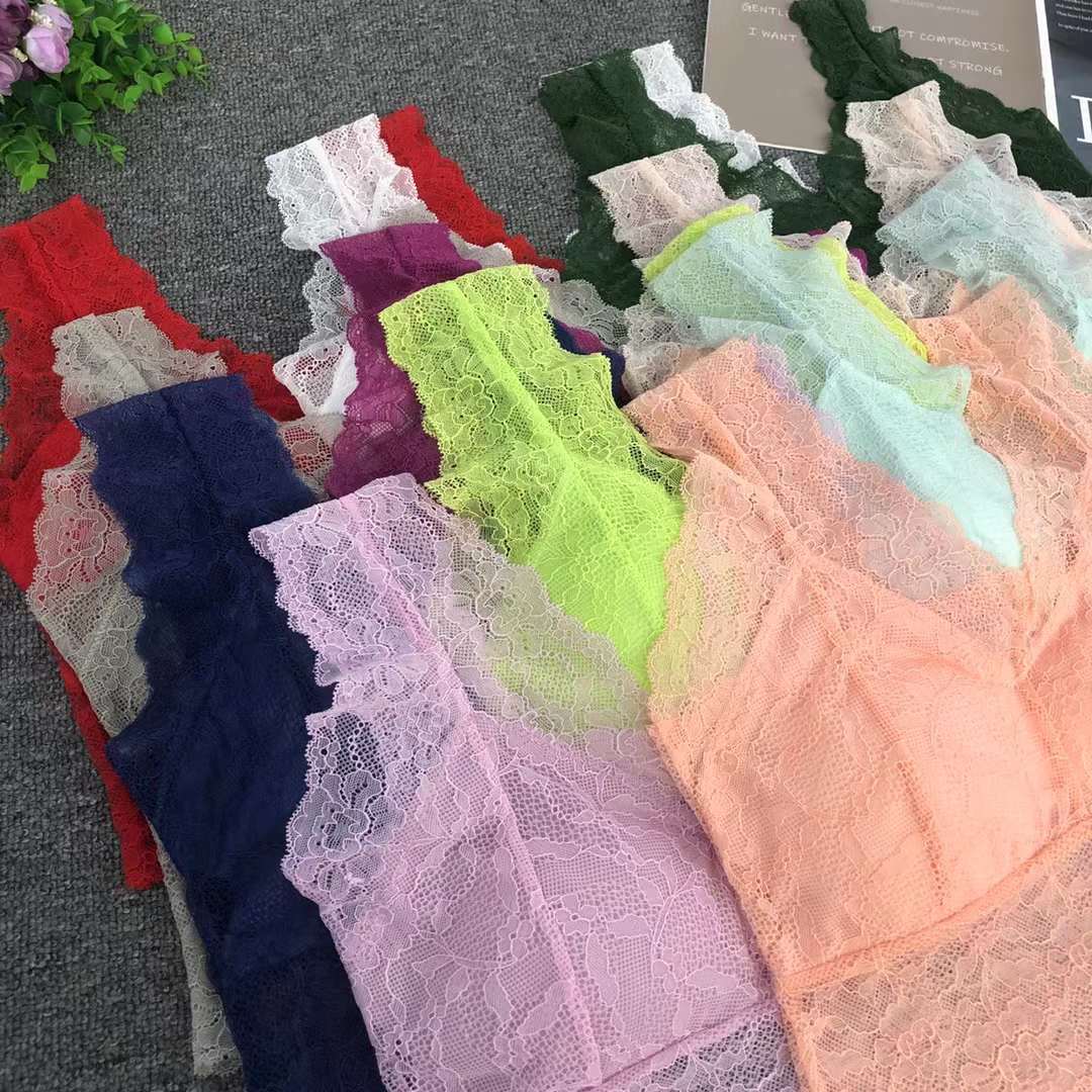 Nuevo chaleco sin costura de alta elasticidad fija copa de mujer chaleco sin anillo de acero sujetador de encaje ropa interior deportiva mujer al por mayor