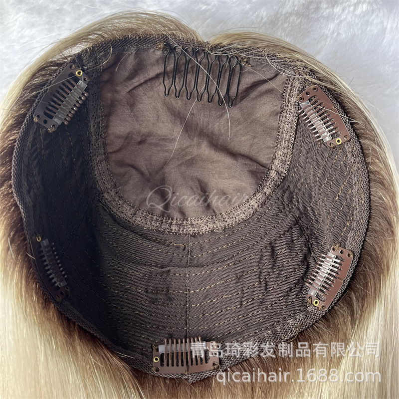 Cross-border real-life hair lady hair block topper reissue additional hair insertion machine needle hand hook Jewish hair block