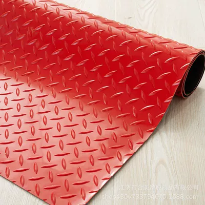 Wholesale thickened PVC floor mats, garage mats, rubber mats, waterproof and non-slip floor mats, warehouse flame-retardant insulating rubber mats, floor rubber (Avtomobil döşəmə paspasları) - black-background-with-herringbone-pattern-23mm-red-09m-width-15m-length-whole-roll