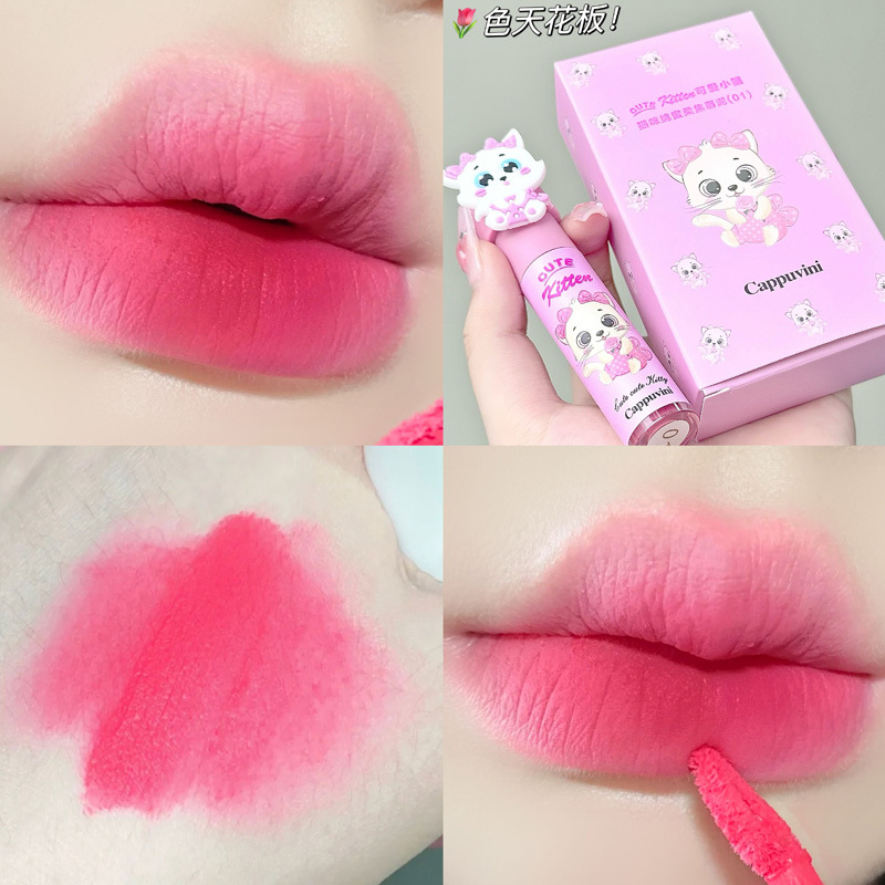 Cappuvini gato suave crema de labios suave crema de labios de verano brillante brillo de labios baratos estudiantes