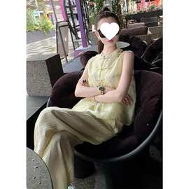 新中式女装套装裤2026夏季新款名媛气质国风高端高级感盘扣两件套