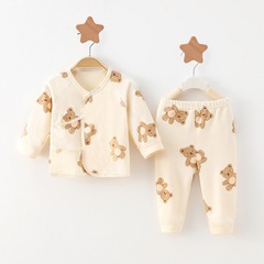 Baby sets for infants, including tops and bottoms, made of pure cotton, suitable for newborns in spring and autumn, with no bone binding and monastic robes.