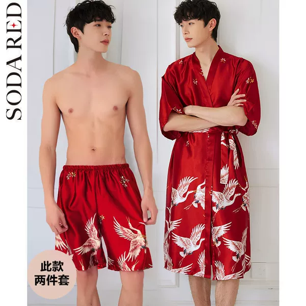 Burgundy men's robe + shorts 580+1812