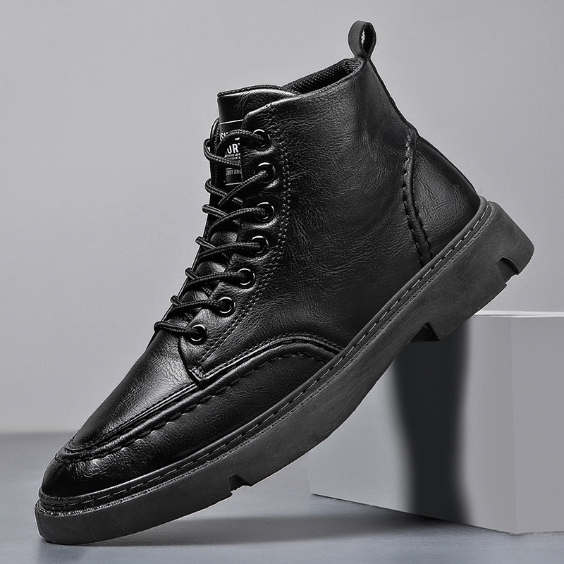 Podzim/zimní boty Martin Ultra Fiber Leather, britský styl, krátké boty, moderní šněrovací pracovní boty,_voghion.com