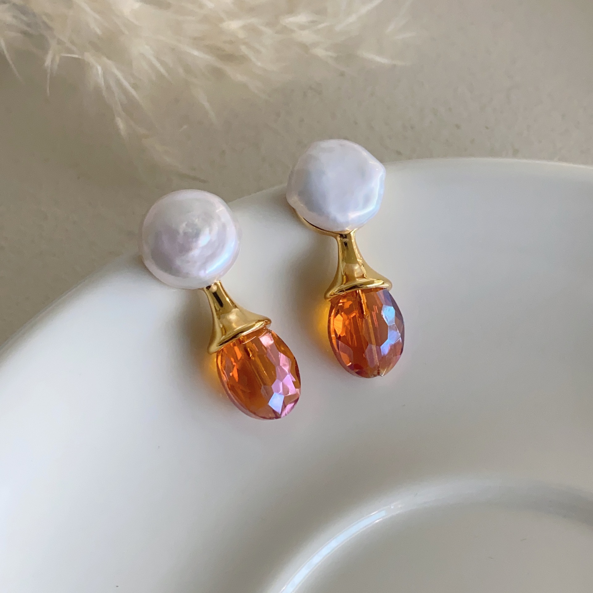 Francés retro verano nuevo barroco incrustaciones rhinestone pendientes suave elegante nicho diseño para las mujeres