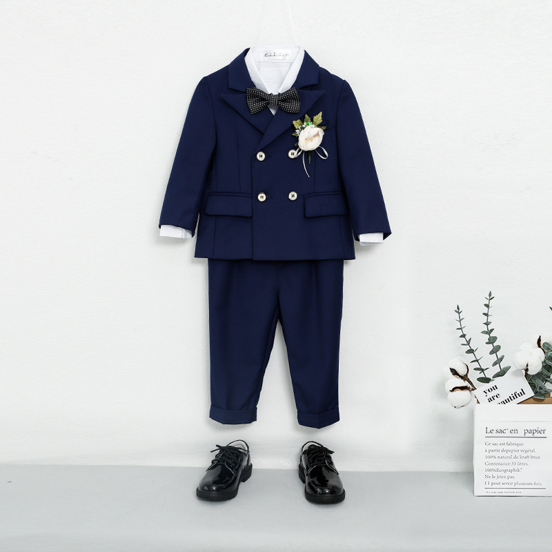 Children's Suit Set for Boys, Formal Wear for Autumn Weddings, Stylish British-Style One-Year-Old Suit, Host Performance Outfit