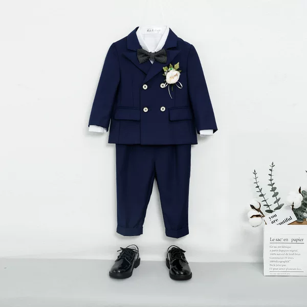 Children's Suit Set for Boys, Formal Wear for Autumn Weddings, Stylish British-Style One-Year-Old Suit, Host Performance Outfit