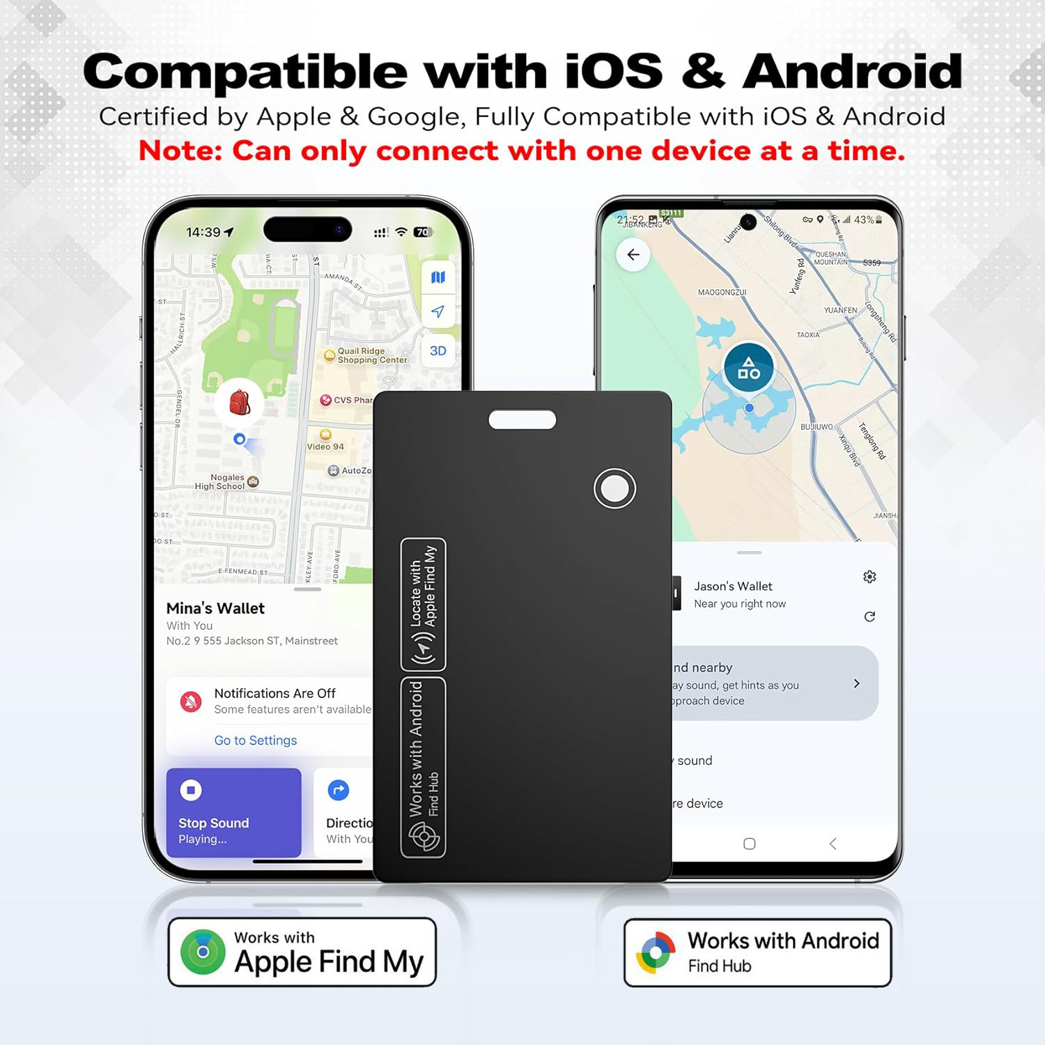 Dual system card tracker, wireless charging, smart