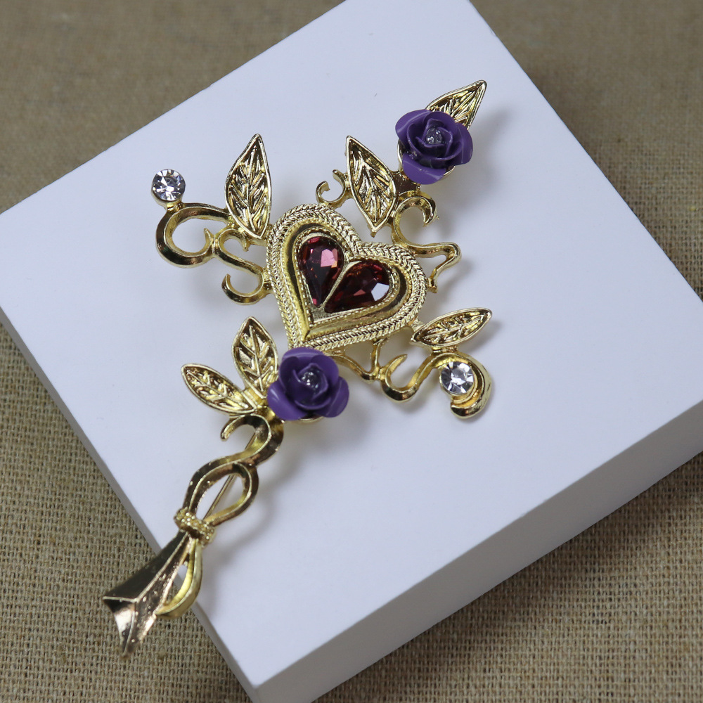 Zhonggu heavy industry vintage dark night rose laquah lac/roi cross brooch necklace pendant dual-use marking