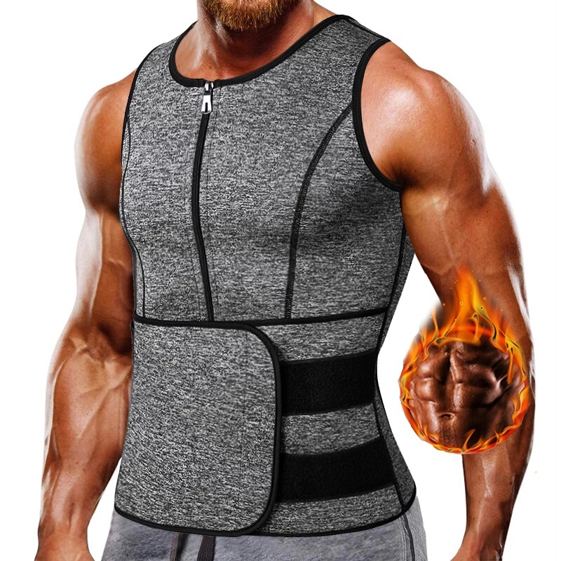 Cross-Border Men's Fitness Neoprene Vest Waist Shaping and Abdominal Control Fitness Gray Waist Cincher Zipper Body Shaping Vest Cross-Border Men's Fitness Neoprene Vest Waist Shaping and Abdominal Control Fitness Gray Waist Cincher Zipper Body Shaping Vest