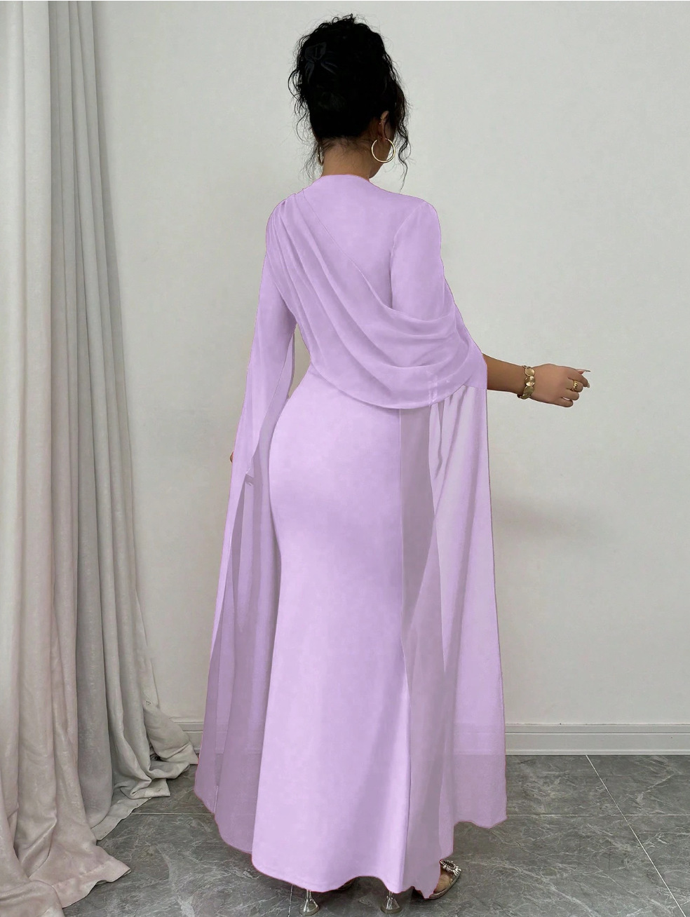 Europa y Estados Unidos comercio exterior chiffon vestidos de noche con mangas de Chal delgados vestidos de boda largos vestidos de novia europeos y estadounidenses