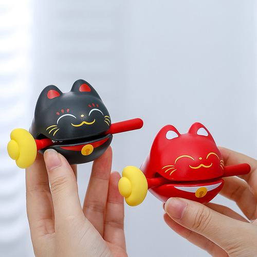 New Lucky Cat Little Wooden Fish Meditation Decoration Office Decompression Knocking Wooden Fish Creative Funny Gift Toy