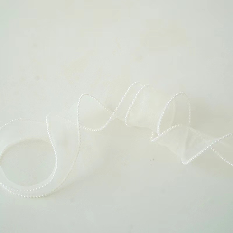 Venta al por mayor 4cm fishtail Hilado pastel decoración borde flor embalaje perla transparente hilo ramo hornear cinta en stock