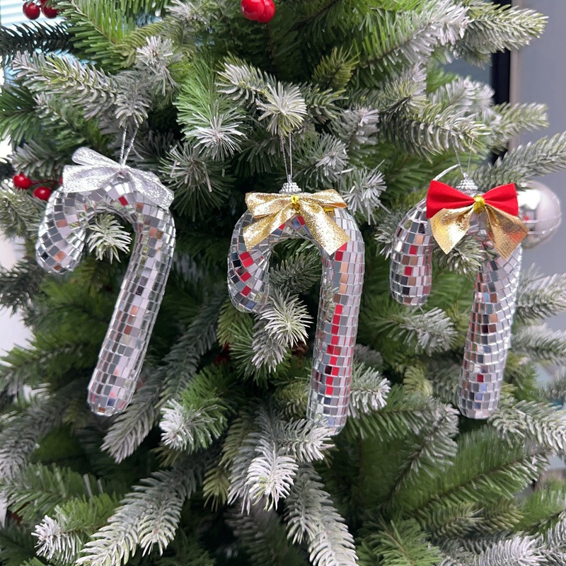 Navidad transfronteriza espuma discoteca espejo muletas decoración colgante árbol de Navidad colgante decoración de vidrio fábrica al por mayor