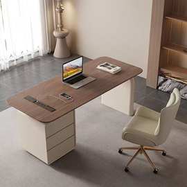 书桌奶油风复古家用书房写字台轻奢极简办公桌全实木美容院咨询桌