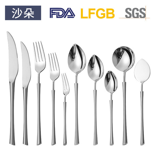 Shado Yading 304 stainless steel cutlery, forks, spoons, hotel tableware, European style light luxury waist steak tableware set