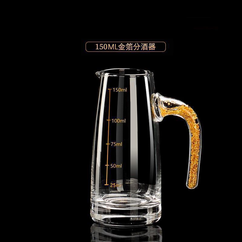 Dos dos tazas de vino chino de alta calidad conjunto de dispensador de vinos creativo casero Jinshan lámina de oro 100ml con la escala de vinos