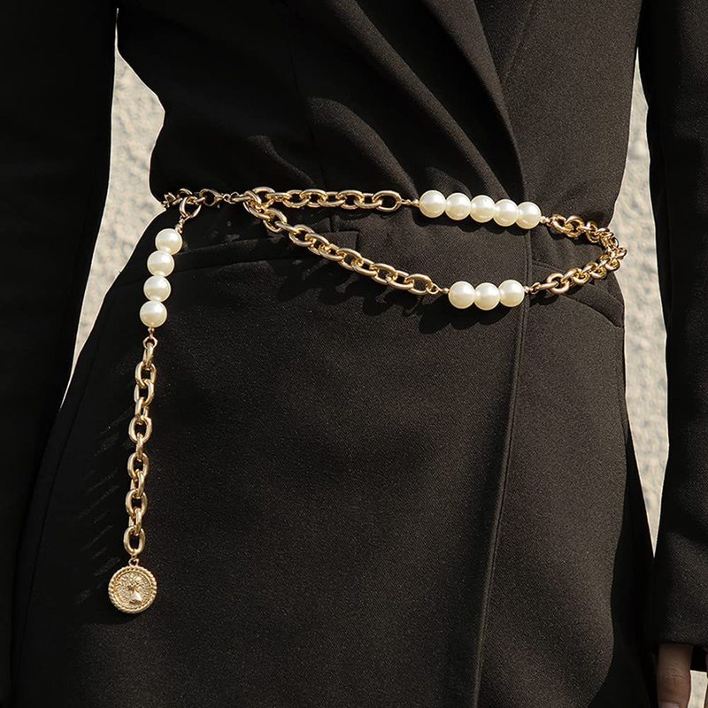 Fashion jewelry Wiwpar pearl waist chain chain belt navel  display picture 1