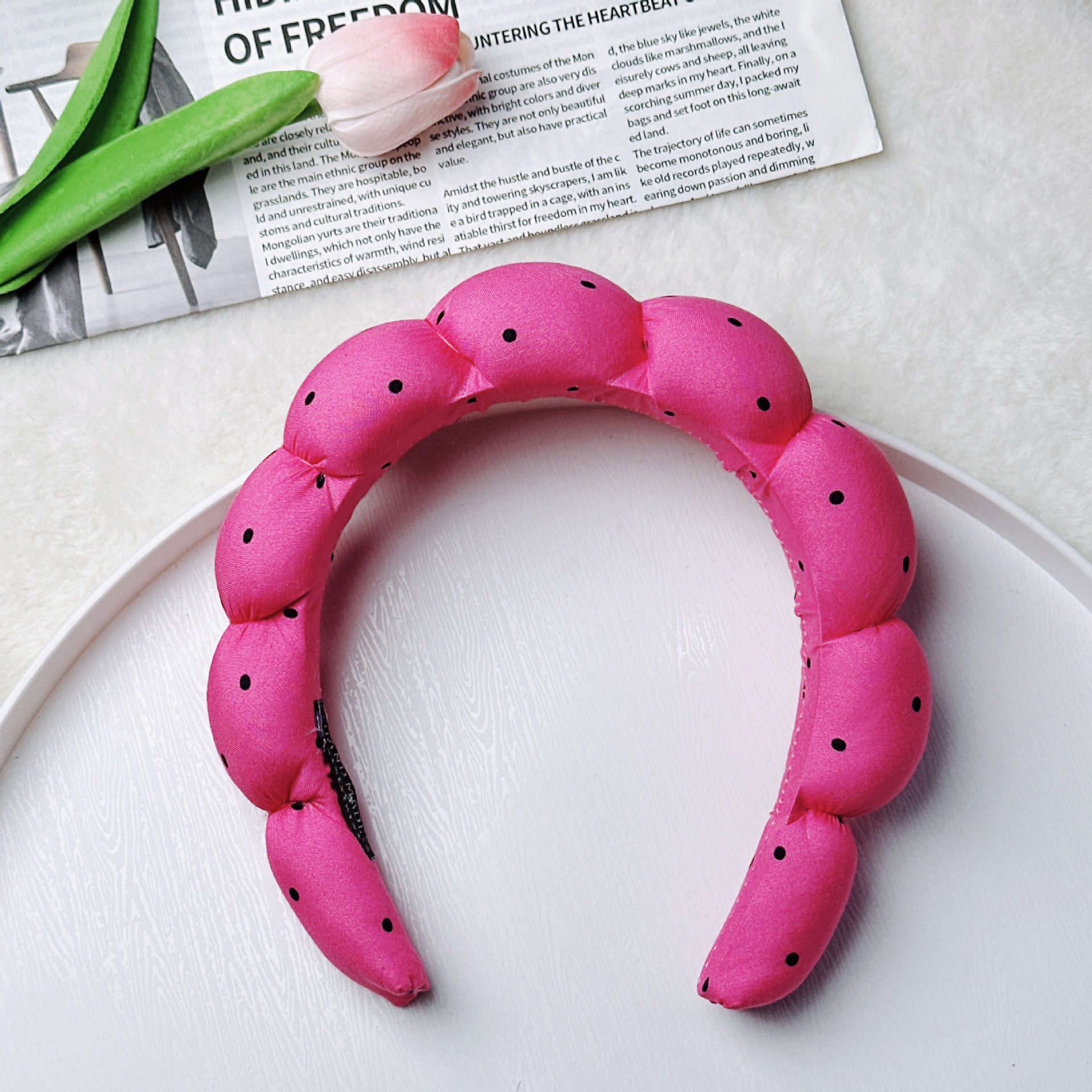Diadema de Esponja tipo Nube de Tela para Lavado de Cara