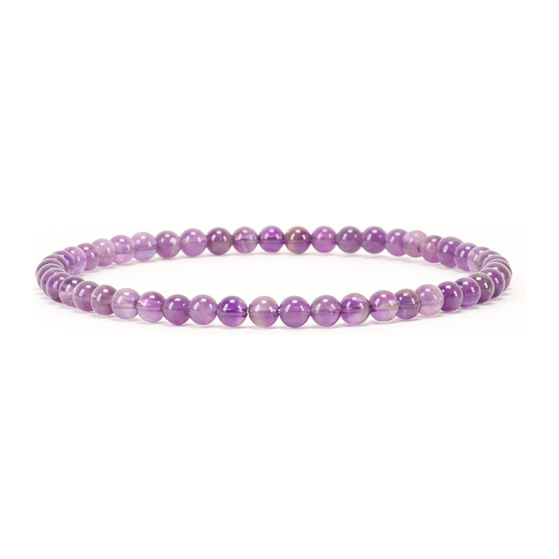 Cross-border Natural Amethyst Tiger Eye Bracelet 4mm Crystal Agate Beaded Bracelet for Men and Women Elastic Bracelet