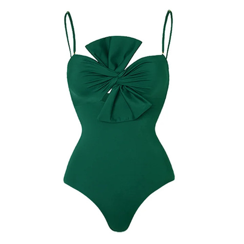Charming Maiden 2025 Solid Color One-Piece Swimsuit for Women, European and American French Retro Stomach Covering Slimming Swimwear Set