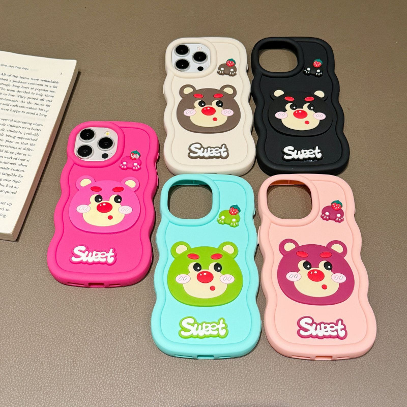 3D Stereo Silicone Car Sticker Leather Protective Cover Cartoon Iphone14Promax All Hard Shell Anti-Fall Mobile Phone Case