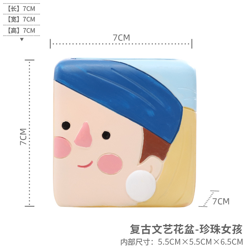 Chậu cây mọng nước hình vua nữ hoàng bài poker resin, chậu mini để bàn, trang trí văn phòng (RG-174)