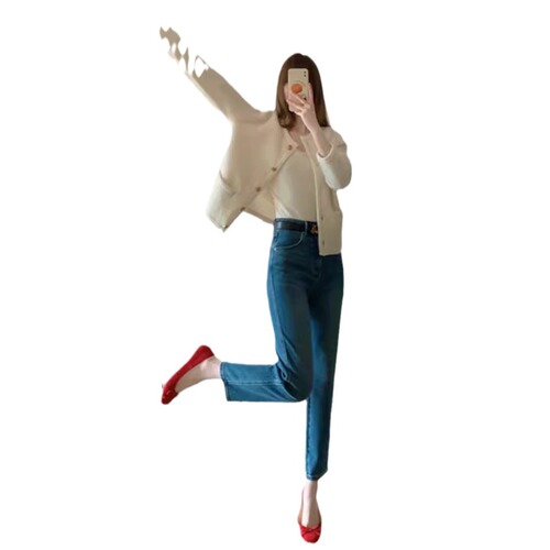 Xiaoxiangfeng short front shoulder imitation mink knitted cardigan sweater women's spring and autumn lazy style casual jacket top