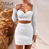 European and American sexy low cut pleated two-piece dress