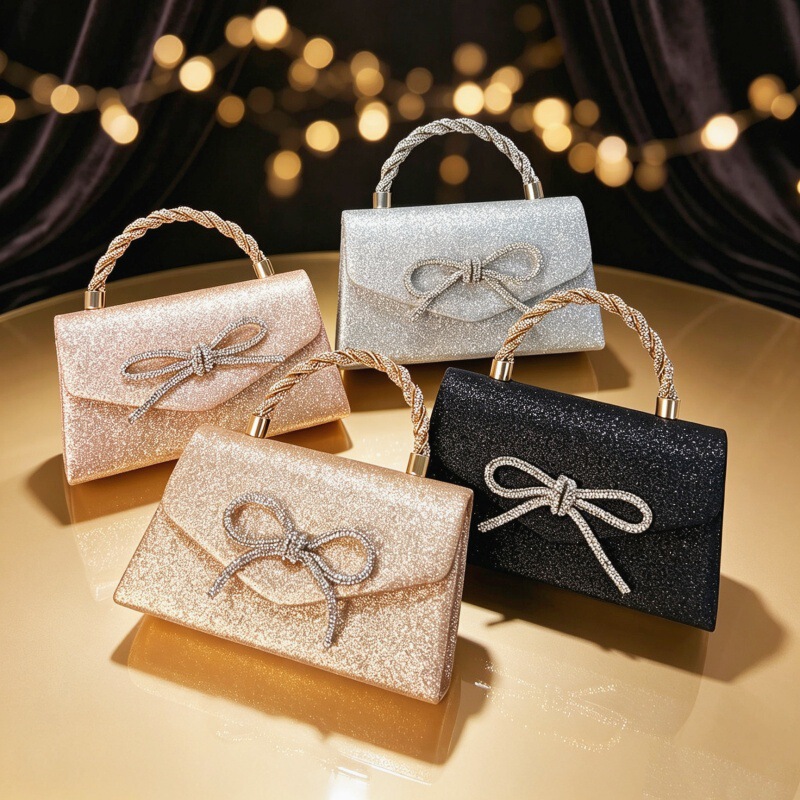 Women's Evening Bag Sparkling Bow Purse Wedding Glitter Rhinestone Fashion Handbag Party Prom Women's Evening Bag Sparkling Bow Purse Wedding Glitter Rhinestone Fashion Handbag Party Prom