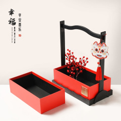 幸福手提花籃年宵花福桶節日送禮花籃節慶新年福桶鮮花插花手提籃