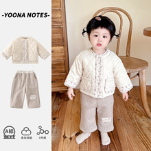 女童小童棉衣套装韩版2025新款儿童洋气加绒加厚宝宝秋冬保暖棉服