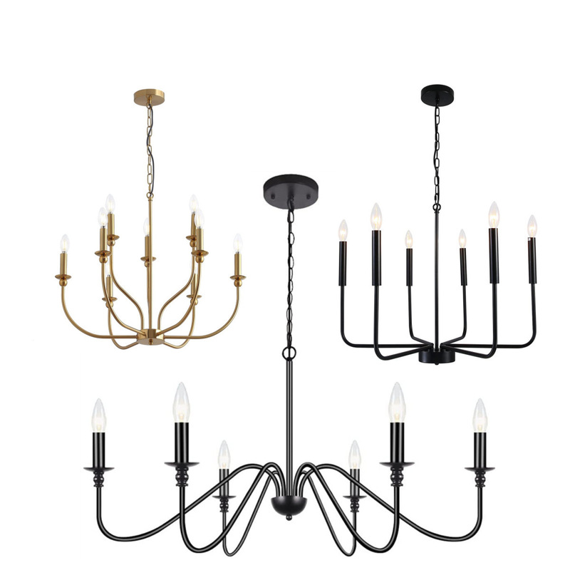 Modern Simple Light Luxury American Style Iron Art Chandelier Living Room Dining Room Bedroom Lights Farmhouse Balcony Averway Lamps