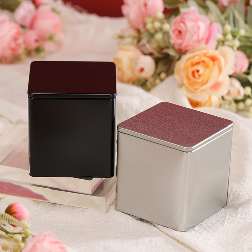 Tin Tea Can with Square Metal Seal for Marriage Gift, Iron Box with printed Zheng Shan Xiao Zong Matcha Candy