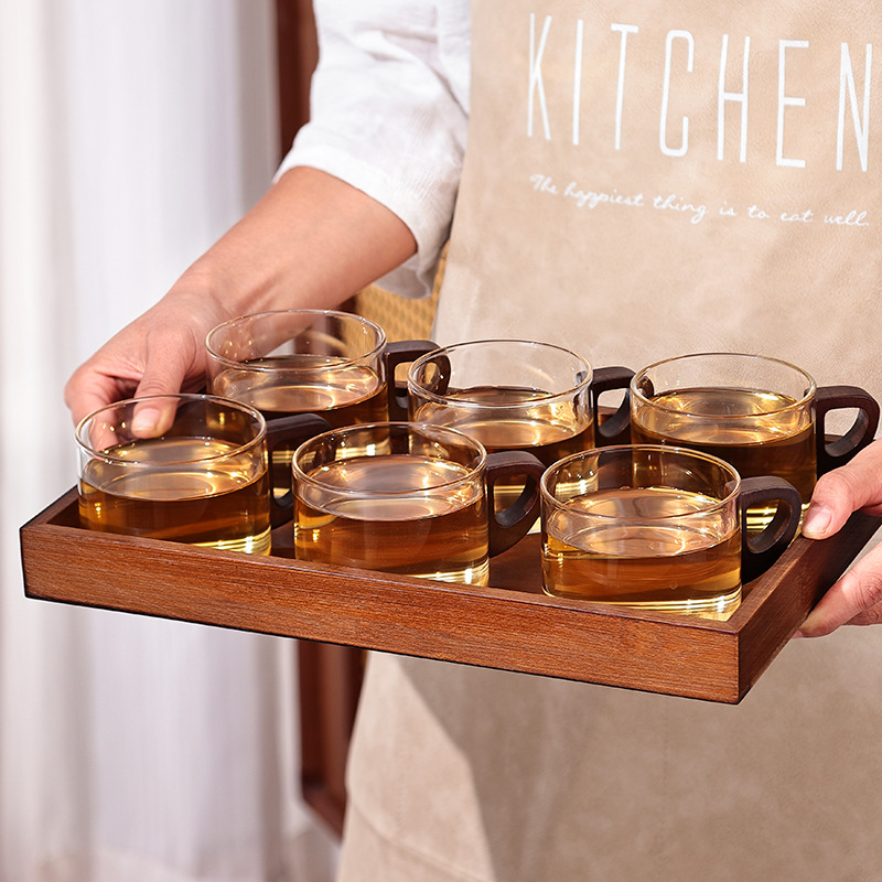 Taza de vidrio de alta temperatura de alto silicio de silicio, taza de alta calidad, taza de agua de alto valor, taza de café de madera de latte americana