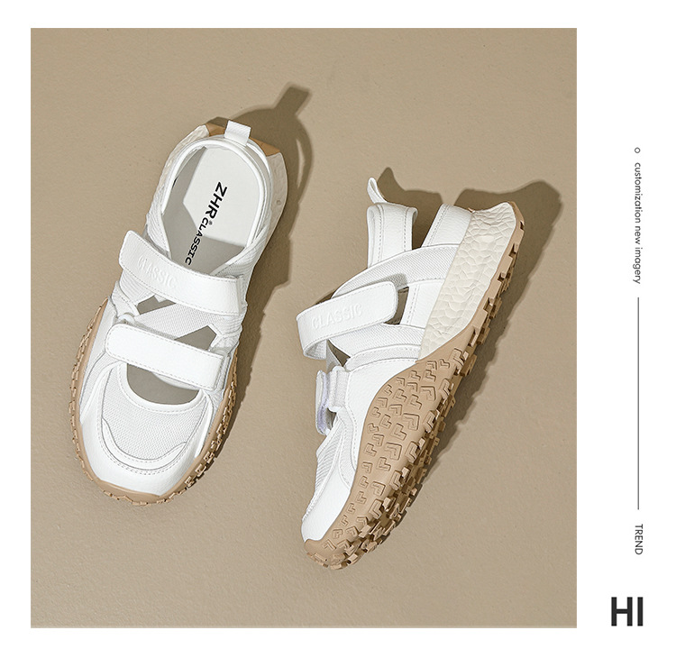 Giày sneaker nữ bít mũi lưới thoáng khí đế dày phong cách thể thao — Màu bạc KD09 chi tiết 25