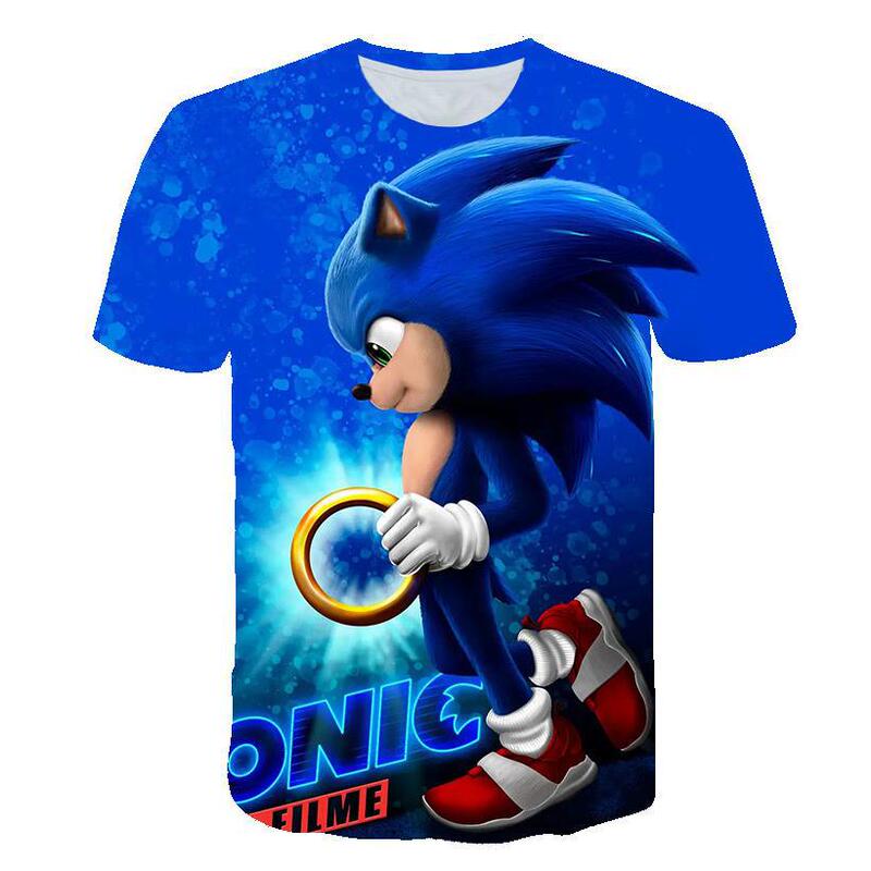 Sonic The Hedgehog Sonic the Hedgehog Cool Cartoon Style 3D Digital Print T-Shirt Kids