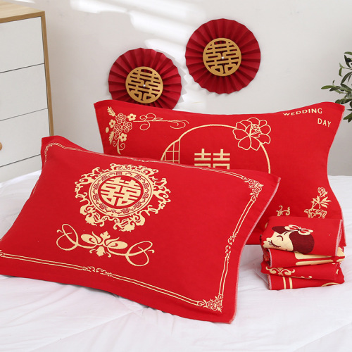 Big red wedding pillow cover 52*78cm three-layer gauze pillow cover large wedding gift return gift pillow cover