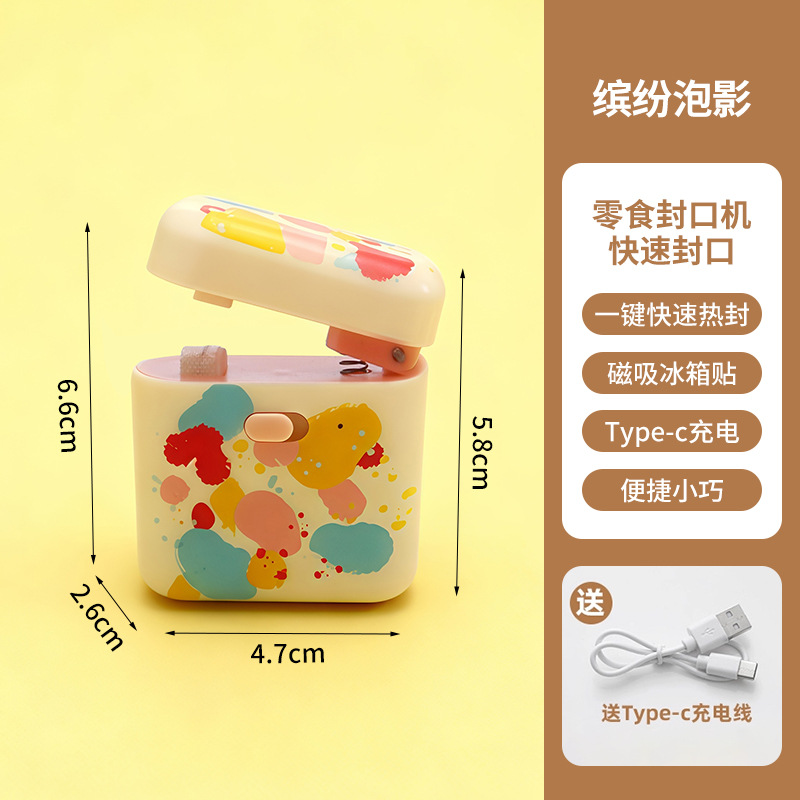 Mini máquina de sellado de mano tipo absorción magnética portátil bocadillos bolsas de plástico de vacío de plástico de alimentos frescos máquina de sellado a prueba de humedad