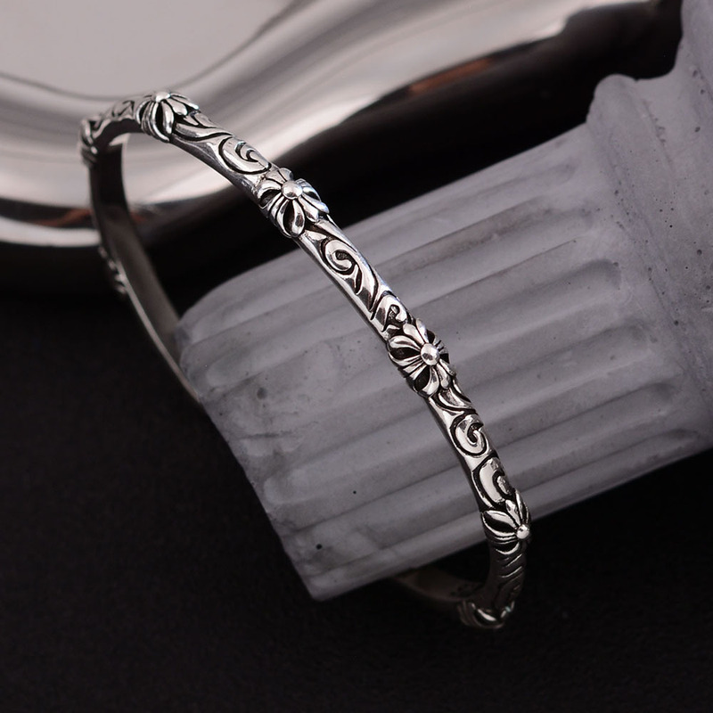Light luxury retro rattan man pattern cross open bracelet women's niche simple retro men's and women's bracelet wholesale