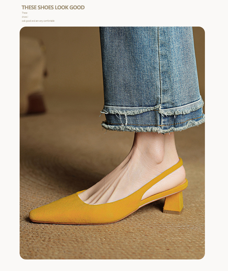 Sandal cao gót nữ hở mũi gót thô 4 cm, phong cách Hàn Quốc, đi làm — đen chi tiết 10