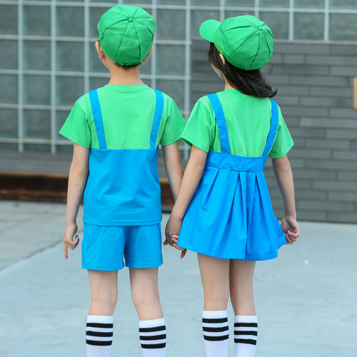 Summer Cosplay Mario Cartoon Costume for Boys and Girls, Sibling Set, Overseas Trade Children Super Mario Suit Set