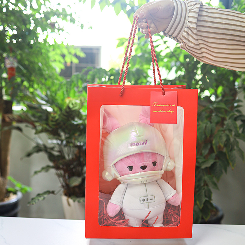 Manufacturer's New Product Paper Bag, Influencer Show Window Transparent Handbag, Large Bouquet Packaging Birthday Open Window Gift Bag