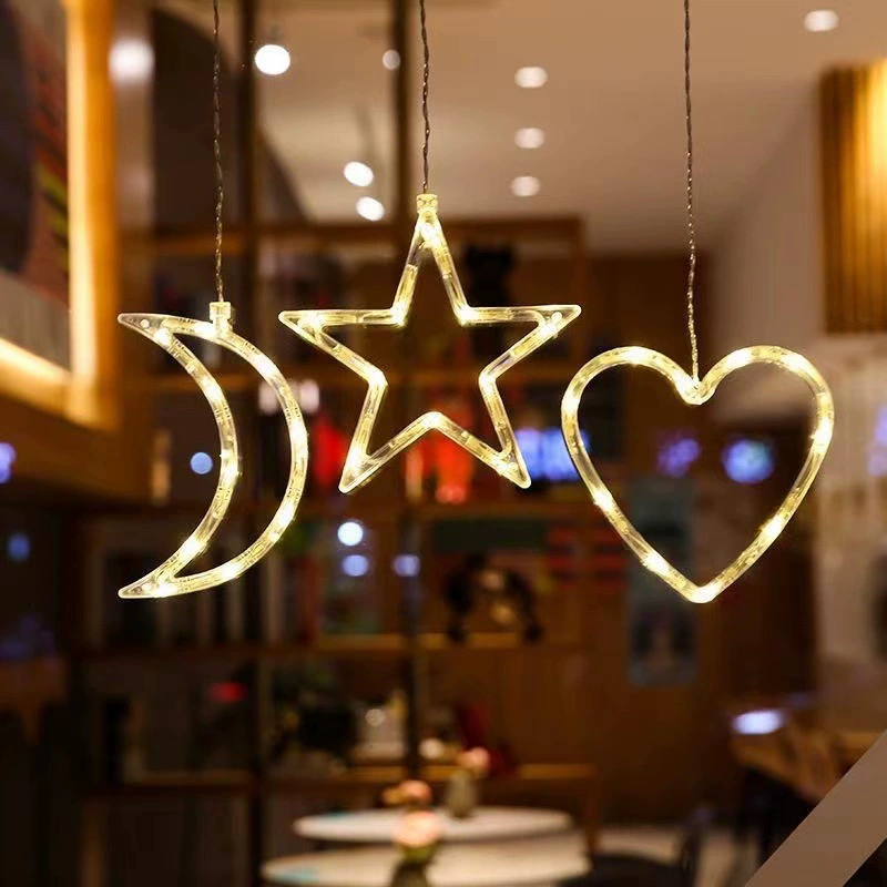 LED-лампа на присоске Санта-Клауса, снеговик, олень, колокольчик, оконное украшение, свет Christmas, аккумуляторная коробка