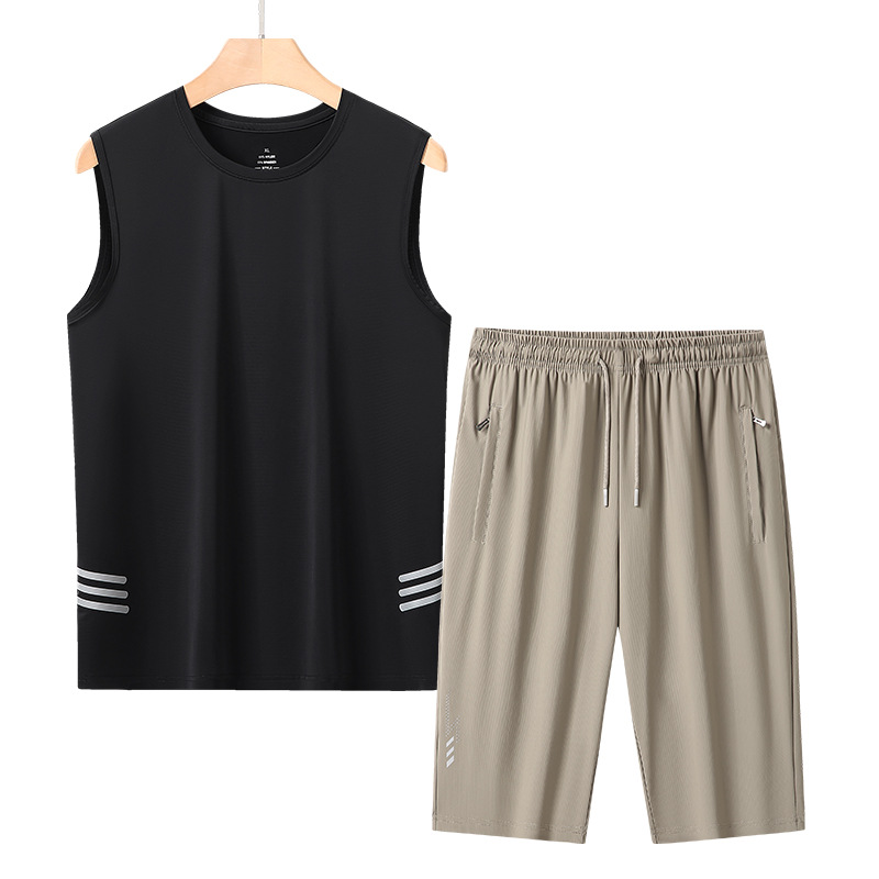 L - 8X verano chaleco de malla de hielo para hombre delgado camiseta de secado rápido para aumentar la camiseta deportiva pantalones cortos para hombres