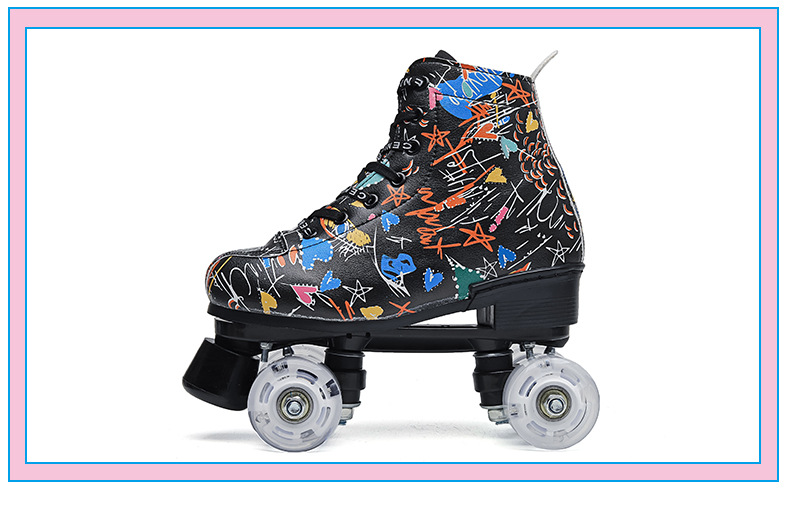 Neue zweireihige vier-rad komplette set farbe flash rollschuhe_voghion.com