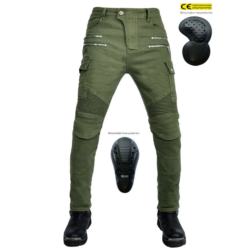 Loong biker motocicleta Vaqueros vintage Militar verde locomotora montar Pantalones fausible