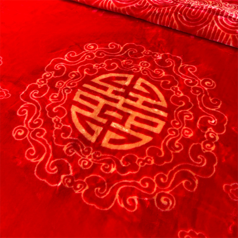 하이 엔드 레드 웨딩 더블 레이어 높은 미윤 담요 웨딩 침대 웨딩 담요 웨딩 축제 담요 두꺼운 따뜻한 담요